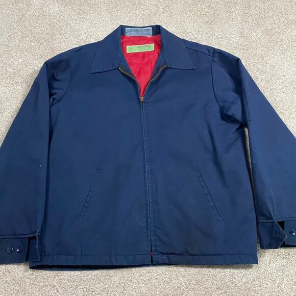 VTG Rivco Jacket Mens L Blue Canvas Workwear Utility Grunge Mechanic Lined - Picture 1 of 9